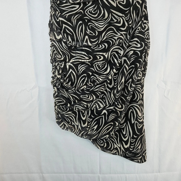 Likely Gemella Womens Mini Dress Sz 6 Black-Cream One Shoulder Asymmetrical Hem - Picture 5 of 14